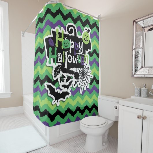 Happy Halloween Spooky Fun Douchegordijn (In situ)