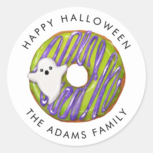 Happy Halloween Spooky Ghost Donut Ronde Sticker (Voorkant)