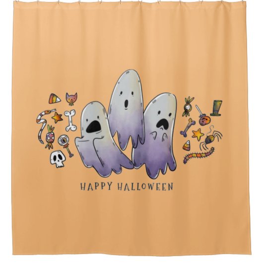 Happy Halloween Spooky Ghost Douchegordijn (Voorkant)