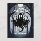 Happy Halloween Spooky Ghost Haunted Forest Briefkaart (Voorkant)