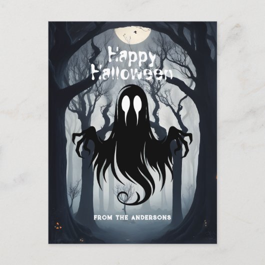 Happy Halloween Spooky Ghost Haunted Forest Briefkaart (Voorkant)