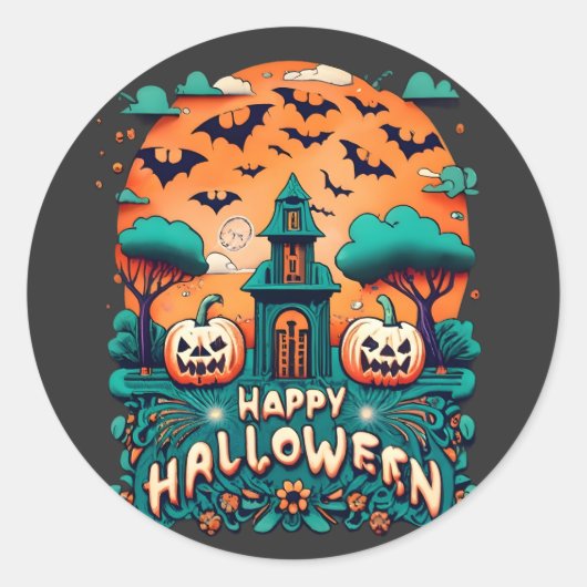 Happy Halloween | Spooky Halloween Ronde Sticker (Voorkant)