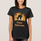 Happy Halloween Spooky Haunted Black cat T-shirt (Voorkant)