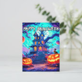 Happy Halloween | Spooky Haunted House Briefkaart (Staand voorkant)