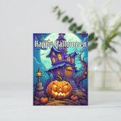 Happy Halloween Spooky Haunted House Briefkaart (Staand voorkant)