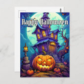 Happy Halloween Spooky Haunted House Briefkaart (Voorkant / Achterkant)