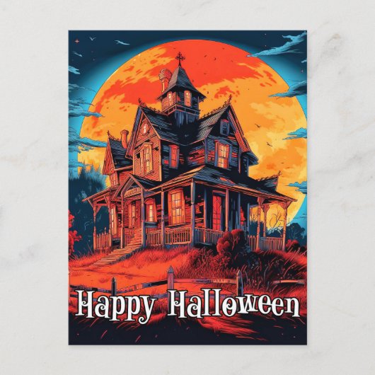 Happy Halloween | Spooky Haunted House Briefkaart (Voorkant)