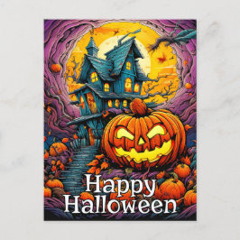 Happy Halloween | Spooky Haunted House Briefkaart