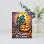 Happy Halloween | Spooky Haunted House Briefkaart (Staand voorkant)