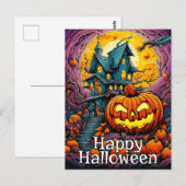 Happy Halloween | Spooky Haunted House Briefkaart (Voorkant / Achterkant)