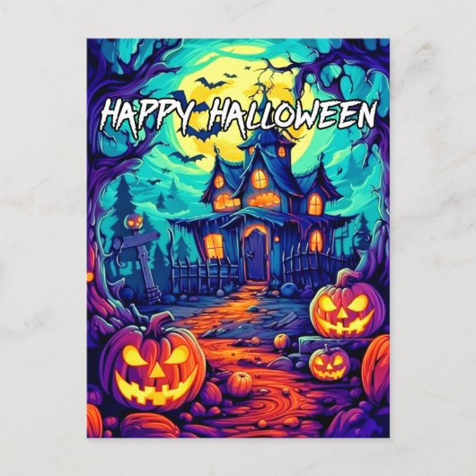 Happy Halloween Spooky Haunted House Briefkaart (Voorkant)