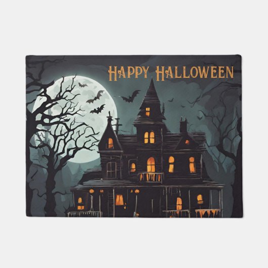 Happy Halloween Spooky Haunted House Deurmat (Voorkant)