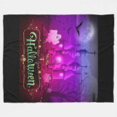 Happy Halloween Spooky Haunted House Fleece Deken (Voorkant (Horizontaal))