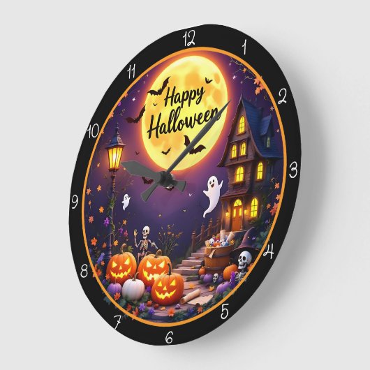 Happy Halloween Spooky Haunted House Grote Klok (Hoek)