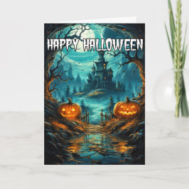 Happy Halloween | Spooky Haunted House Kaart
