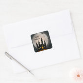 Happy Halloween Spooky Haunted House Moon Bats Vierkante Sticker (Envelop)