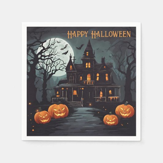 Happy Halloween Spooky Haunted House Servet (Voorkant)