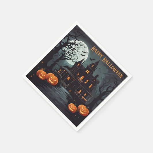 Happy Halloween Spooky Haunted House Servet (Hoek)