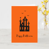 Happy Halloween Spooky Haunted House Sinaasappel Z Kaart (Gele Bloem)