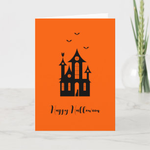 Happy Halloween Spooky Haunted House Sinaasappel Z Kaart