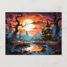 Happy Halloween | Spooky Haunted Manor Briefkaart