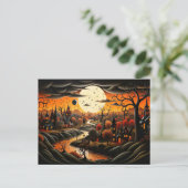 Happy Halloween | Spooky Haunted Village Briefkaart (Staand voorkant)