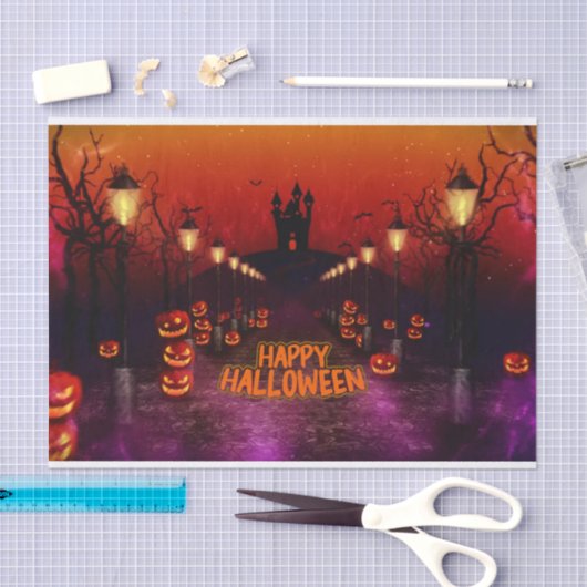 Happy Halloween Spooky Haunted Witch Castle Tissuepapier (Craft)