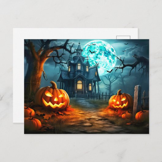 Happy Halloween Spooky Haunted Woning Briefkaart (Voorkant / Achterkant)