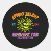 Happy Halloween Spooky Island Est 2002 Amusement P Ronde Sticker (Voorkant)