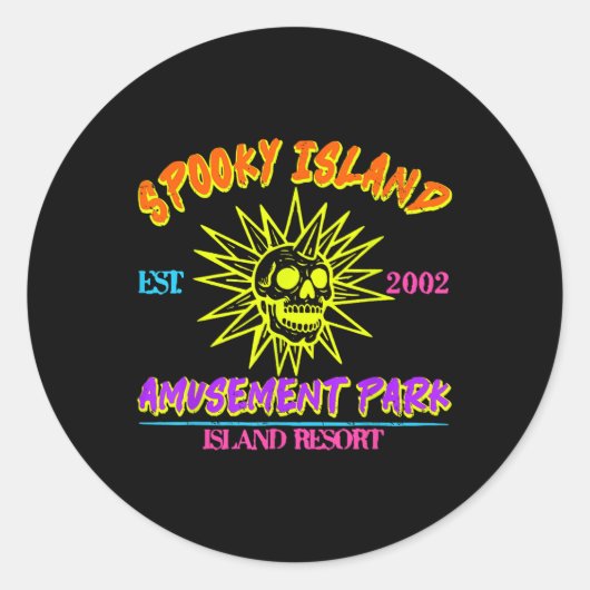 Happy Halloween Spooky Island Est 2002 Amusement P Ronde Sticker (Voorkant)