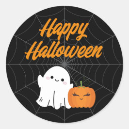 Happy Halloween Spooky Kinder Partij Zwart Ronde Sticker