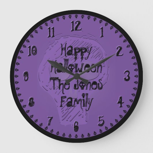 Happy Halloween Spooky Lettering Black/Paars Grote Klok (Voorkant)