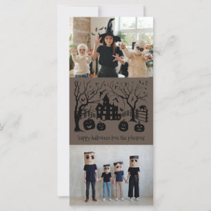 Happy Halloween Spooky Mansion Family-fotokaart