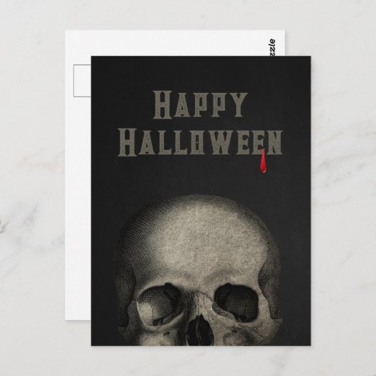 Happy Halloween Spooky Menselijke Schedel Briefkaart (Voorkant / Achterkant)