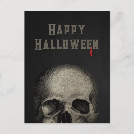 Happy Halloween Spooky Menselijke Schedel Briefkaart (Voorkant)