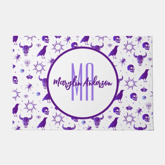 HAPPY HALLOWEEN SPOOKY  MONOGRAM DEURMAT (Voorkant)