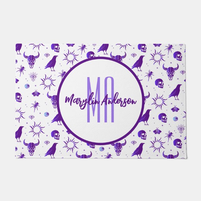 HAPPY HALLOWEEN SPOOKY  MONOGRAM DEURMAT (Voorkant)