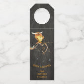Happy Halloween Spooky Owl Monogram Party Flessenhanger (Achterkant)