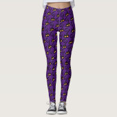 Happy Halloween Spooky Paars Black Cat Leggings (Voorkant)