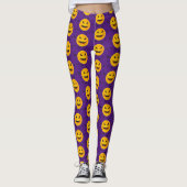 Happy Halloween Spooky Paarse Bat Leggings (Voorkant)