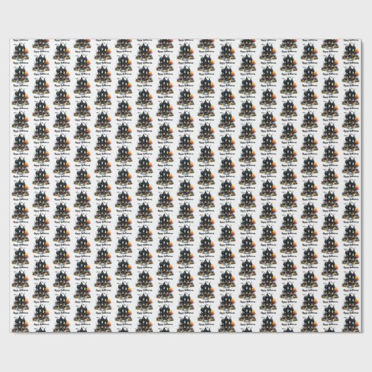 Happy Halloween Spooky Pattern Wrapping Paper Cadeaupapier (Vlak)