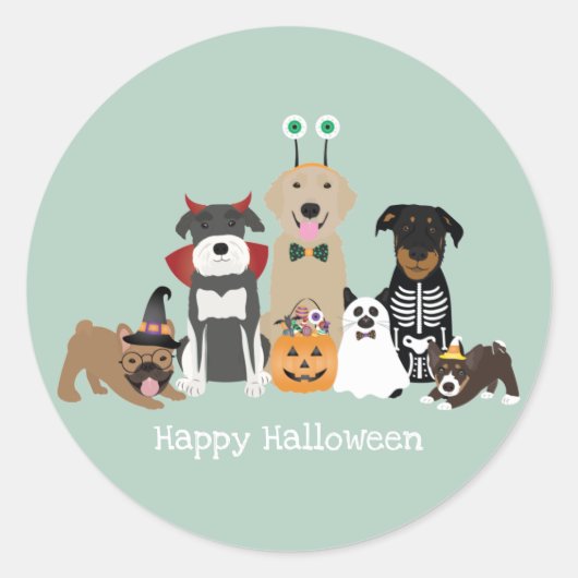 Happy Halloween Spooky Pet Costumes Ronde Sticker (Voorkant)