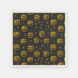 Happy halloween spooky pompoen cartoon donker servet