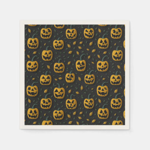 Happy halloween spooky pompoen cartoon donker servet