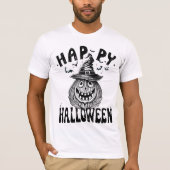 Happy Halloween, Spooky pompoen met pet T-shirt (Voorkant)