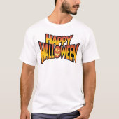 Happy Halloween Spooky Pompoen Tekstontwerp T-shirt (Voorkant)