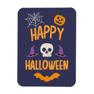 Happy Halloween spooky pompoen vleermuis oranje on Magneet
