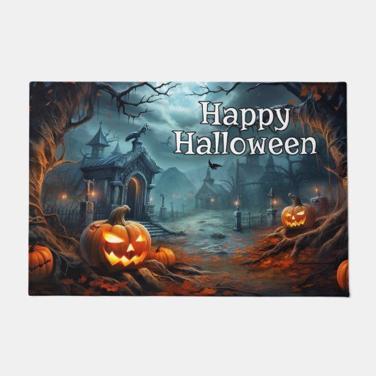 Happy Halloween | Spooky pompoenen na donker Deurmat (Voorkant)