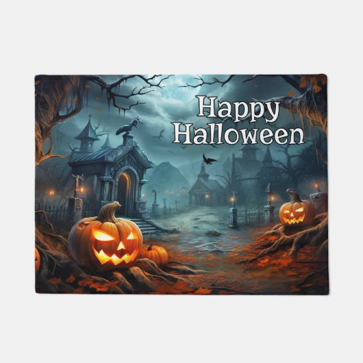Happy Halloween | Spooky pompoenen na donker Deurmat (Voorkant)