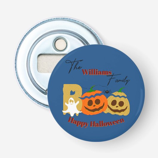 Happy Halloween Spooky Pumpkin Button Flesopener (Voorkant)